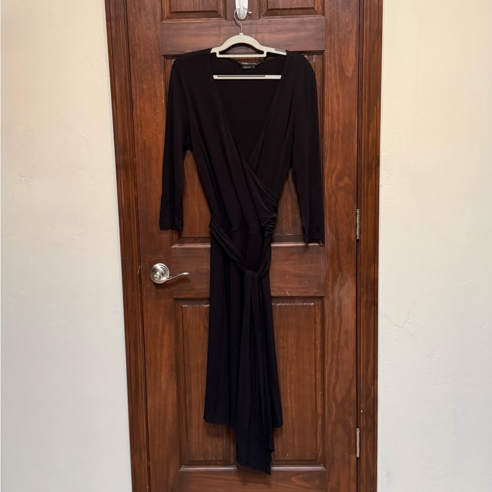 BCBG MAX AZERIA Black wrap dress with belt in front. Sz. L